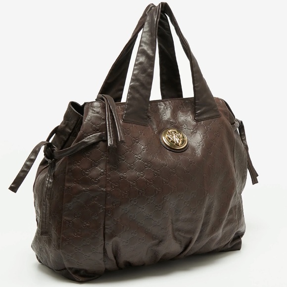 Gucci Dark Brown Guccissima Leather Large Hysteria Tote